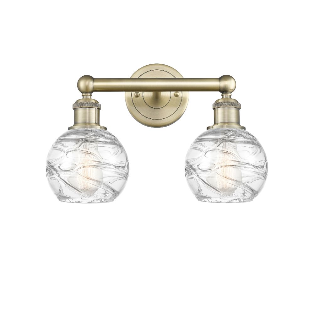 Innovations 616-2W-AB-G1213-6 Athens Deco Swirl - 2 Light 15" Bath Vanity Light - Antique Brass Finish - Clear Deco Swirl Shade