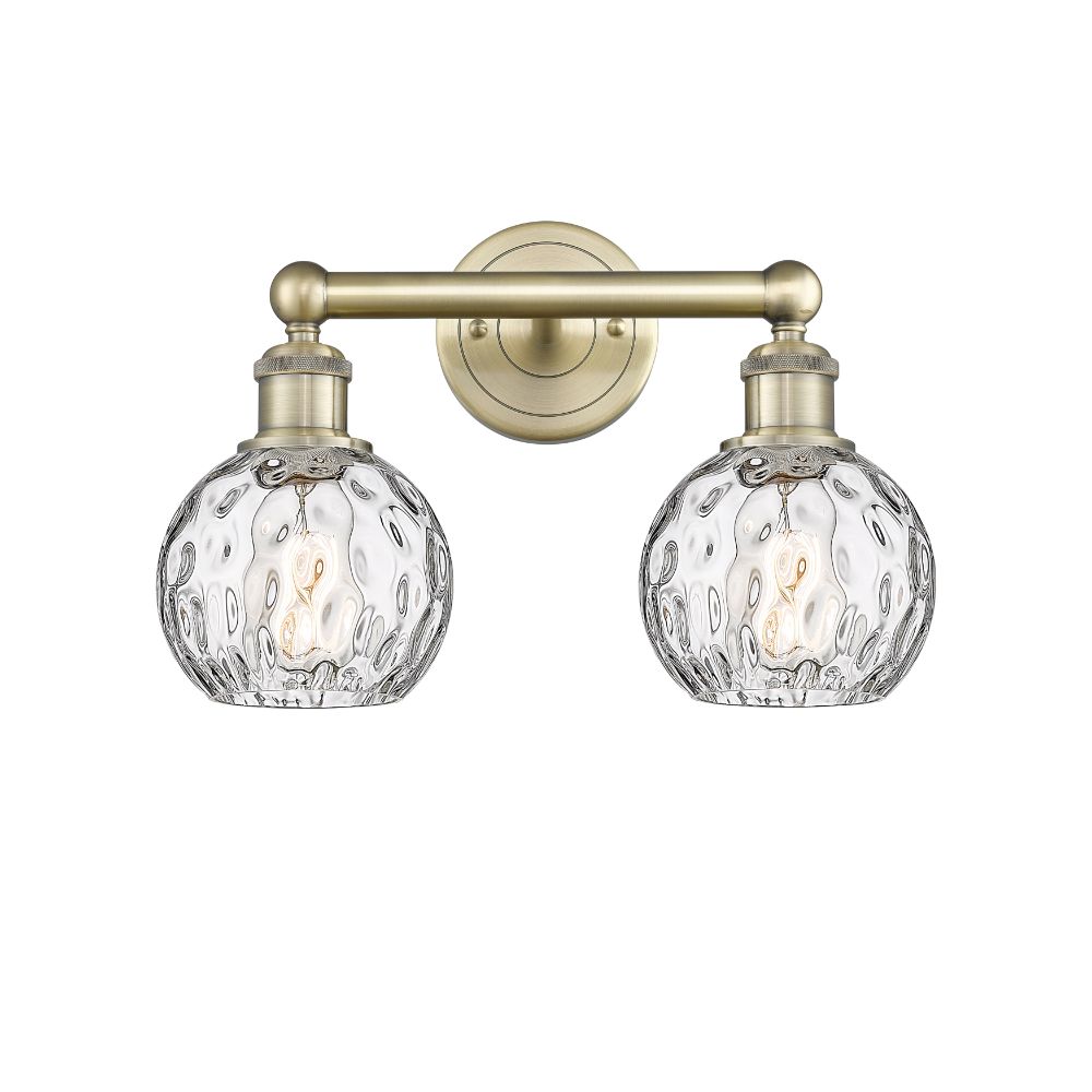 Innovations 616-2W-AB-G1215-6 Athens Water Glass - 2 Light 15" Bath Vanity Light - Antique Brass Finish - Clear Water Glass Shade