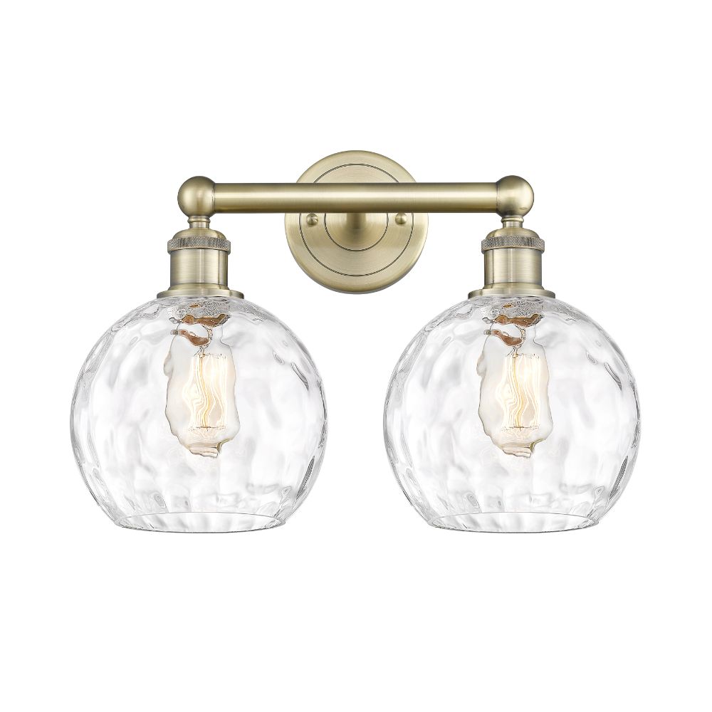 Innovations 616-2W-AB-G1215-8 Athens Water Glass - 2 Light 17" Bath Vanity Light - Antique Brass Finish - Clear Water Glass Shade