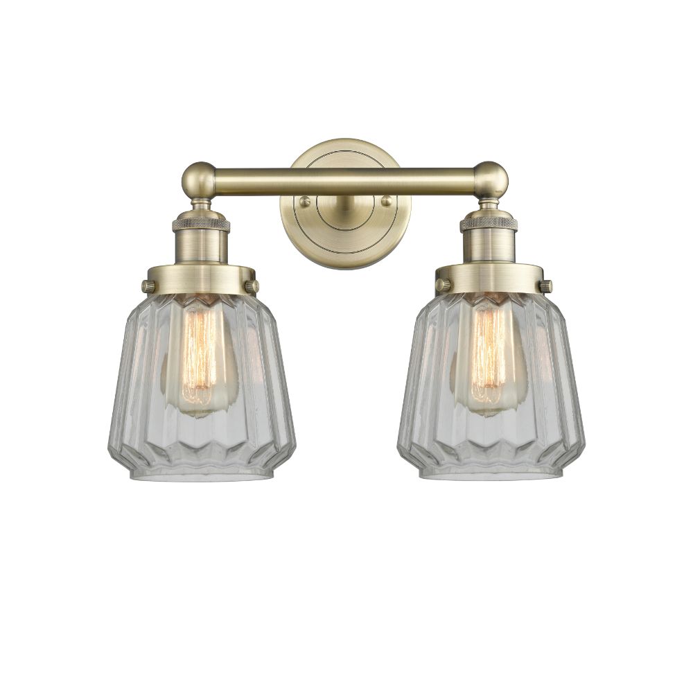 Innovations 616-2W-AB-G142 Edison Chatham - 2 Light 16" Bath Vanity Light - Antique Brass Finish - Matte White Shade