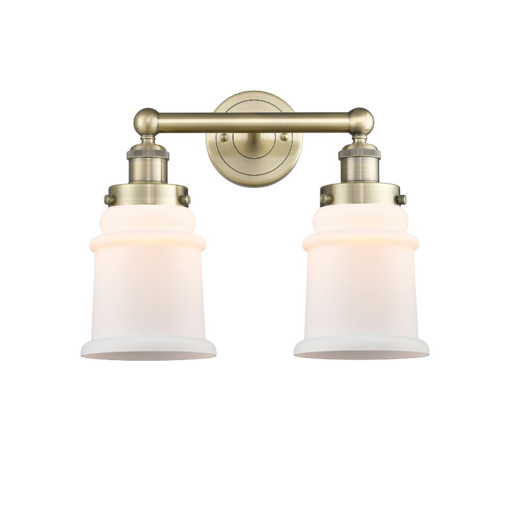 Innovations 616-2W-AB-G181 Canton - 2 Light 15" Bath Vanity Light - Antique Brass Finish - Matte White Shade