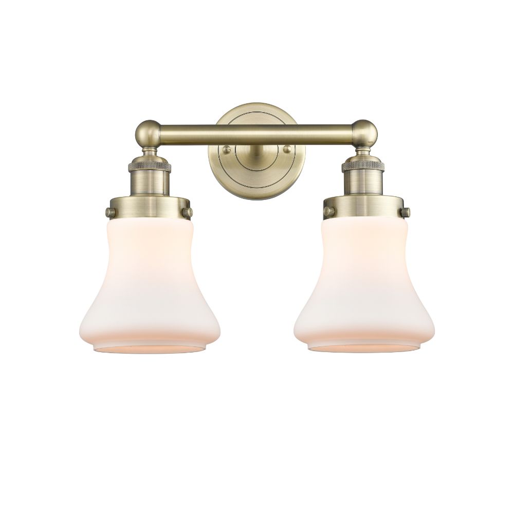 Innovations 616-2W-AB-G191 Edison Bellmont - 2 Light 16" Bath Vanity Light - Antique Brass Finish - Matte White Shade