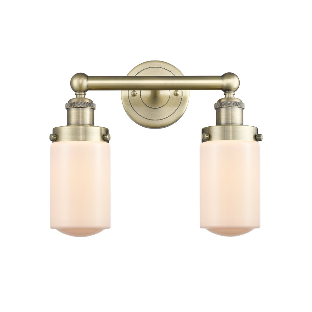 Innovations 616-2W-AB-G311 Edison Dover - 2 Light 16" Bath Vanity Light - Antique Brass Finish - Matte White Shade