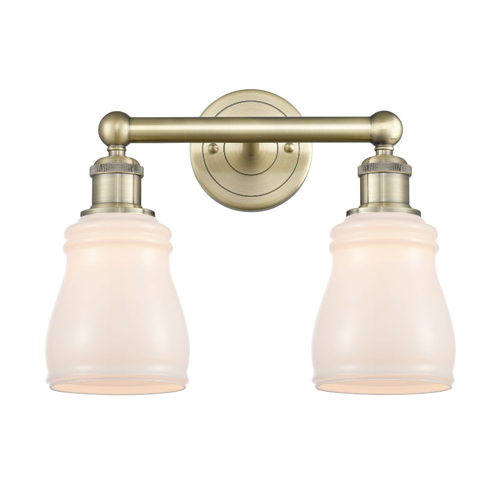 Innovations 616-2W-AB-G391 Ellery - 2 Light 14" Bath Vanity Light - Antique Brass Finish - White Shade
