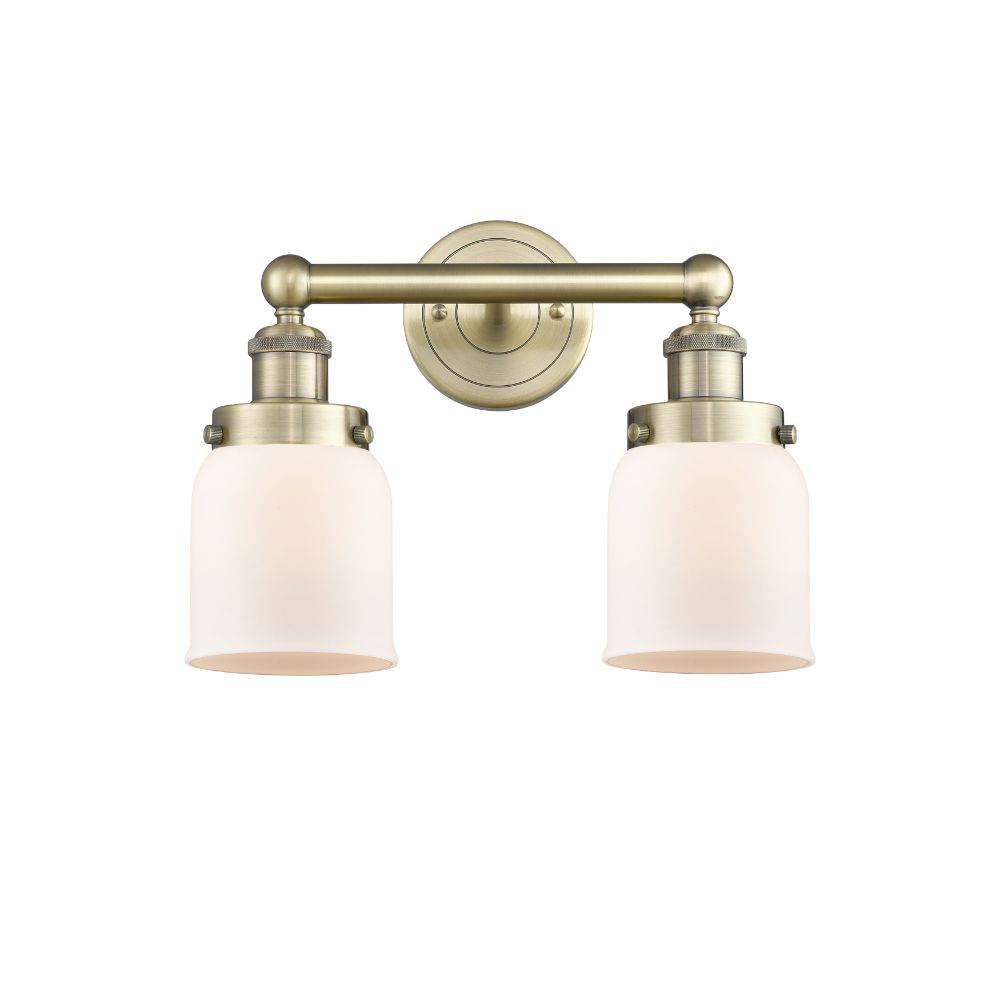 Innovations 616-2W-AB-G51 Edison Small Bell - 2 Light 16" Bath Vanity Light - Antique Brass Finish - Matte White Shade