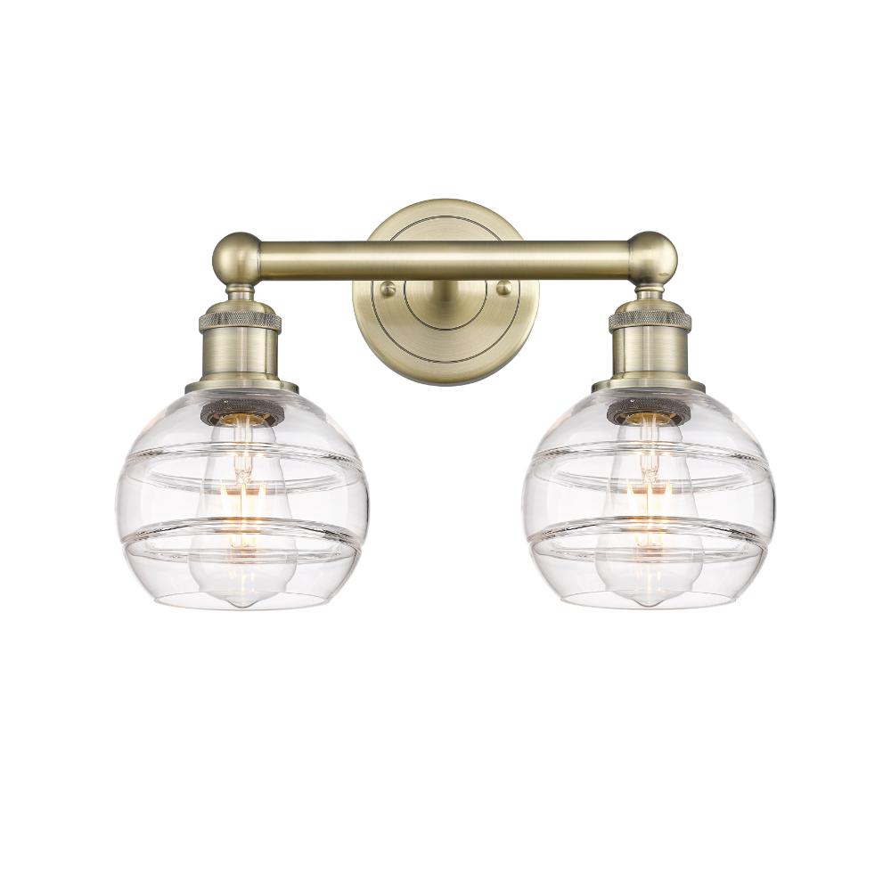 Innovations 616-2W-AB-G556-6CL Edison - Rochester - 2 Light 15" Bath Vanity Light - Antique Brass Finish - Clear Shade
