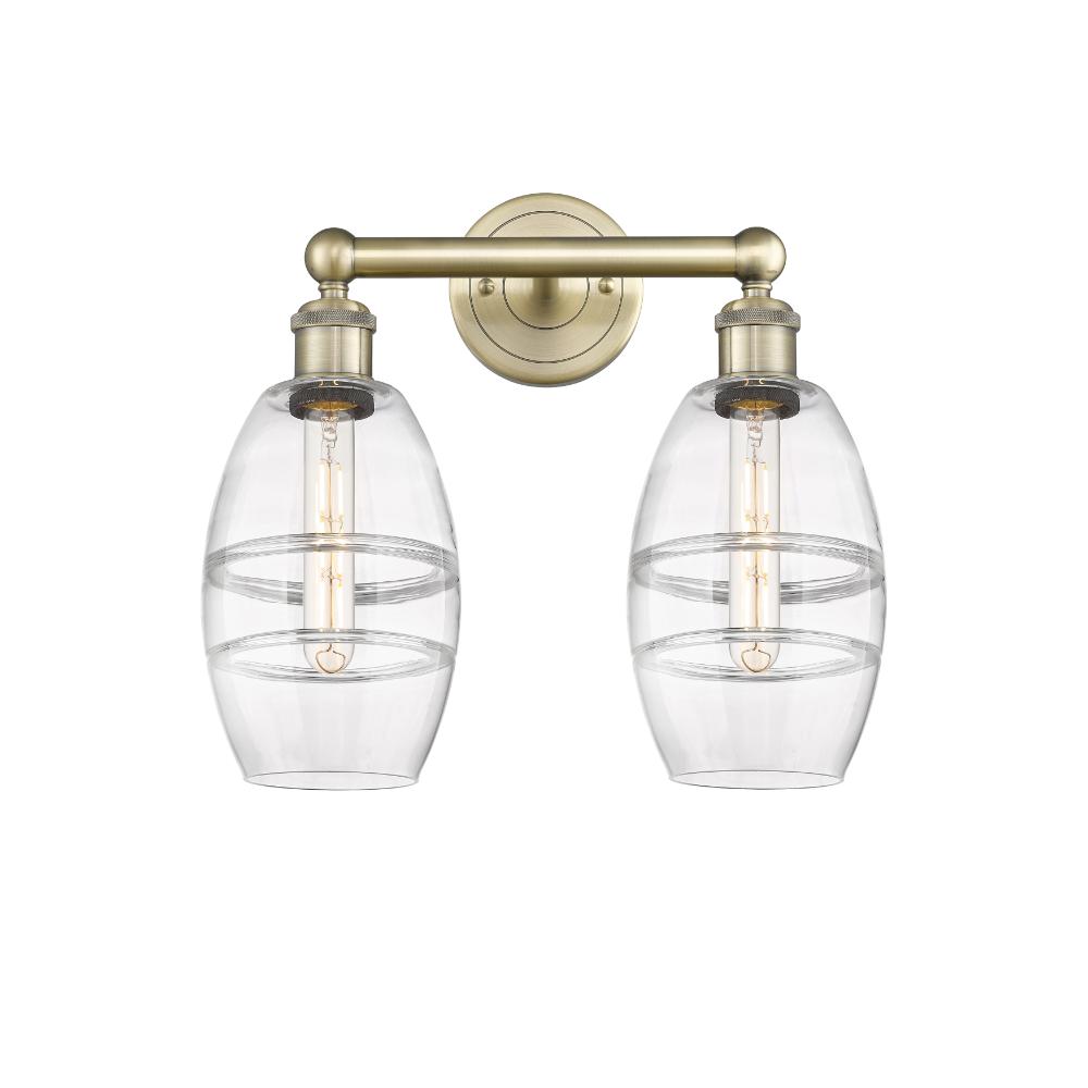 Innovations 616-2W-AB-G557-6CL Edison - Vaz - 2 Light 15" Bath Vanity Light - Antique Brass Finish - Clear Shade