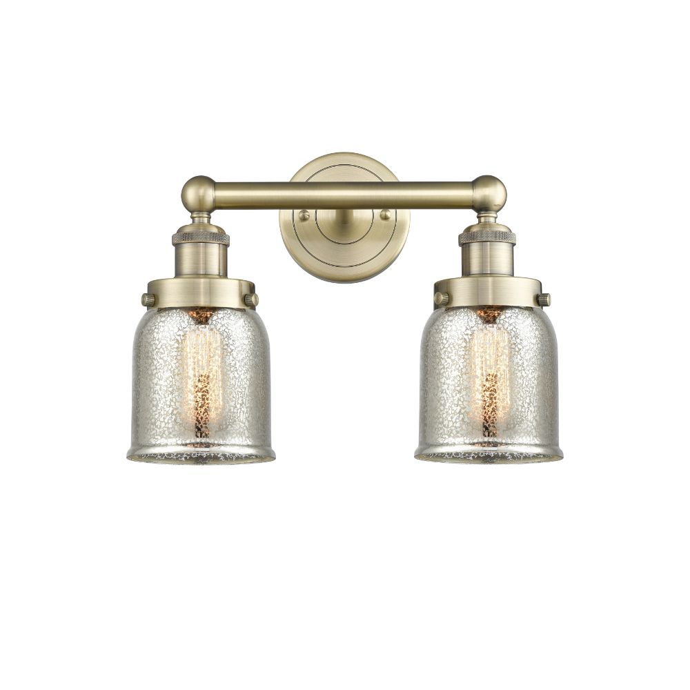 Innovations 616-2W-AB-G58 Edison Small Bell - 2 Light 16" Bath Vanity Light - Antique Brass Finish - Mercury Shade
