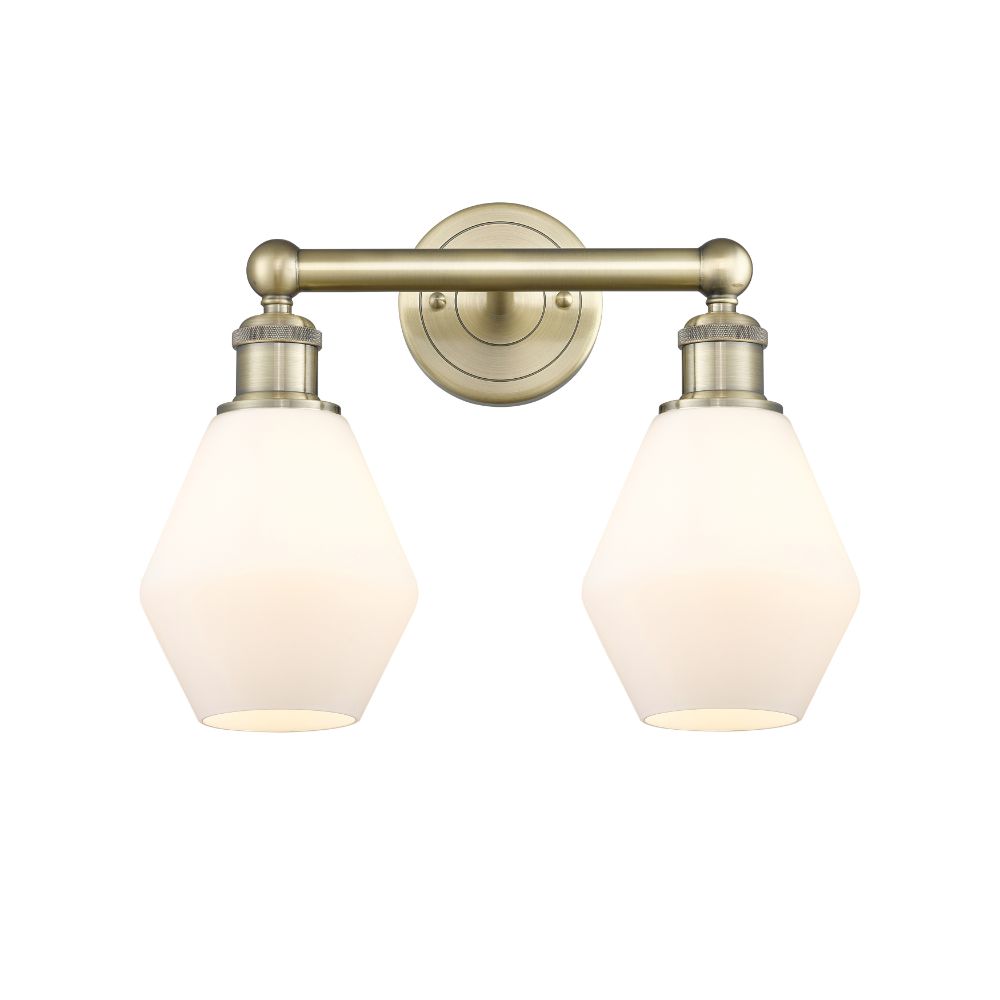 Innovations 616-2W-AB-G651-6 Cindyrella - 2 Light 15" Bath Vanity Light - Antique Brass Finish - Cased Matte White Shade