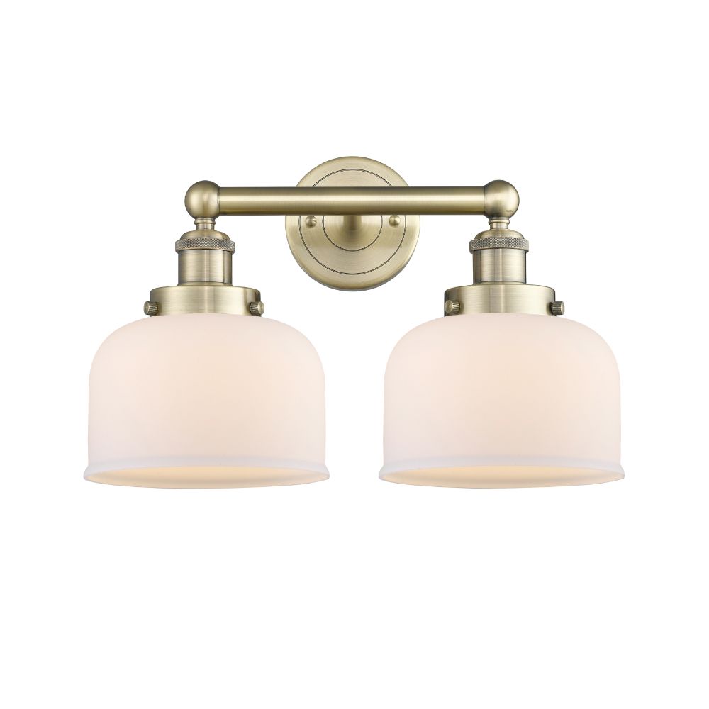 Innovations 616-2W-AB-G71 Edison Large Bell - 2 Light 16" Bath Vanity Light - Antique Brass Finish - Matte White Shade