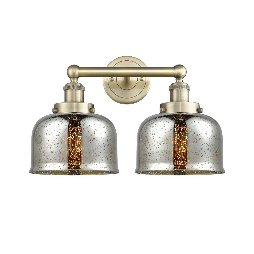 Innovations 616-2W-AB-G78 Edison Large Bell - 2 Light 16" Bath Vanity Light - Antique Brass Finish - Mercury Shade
