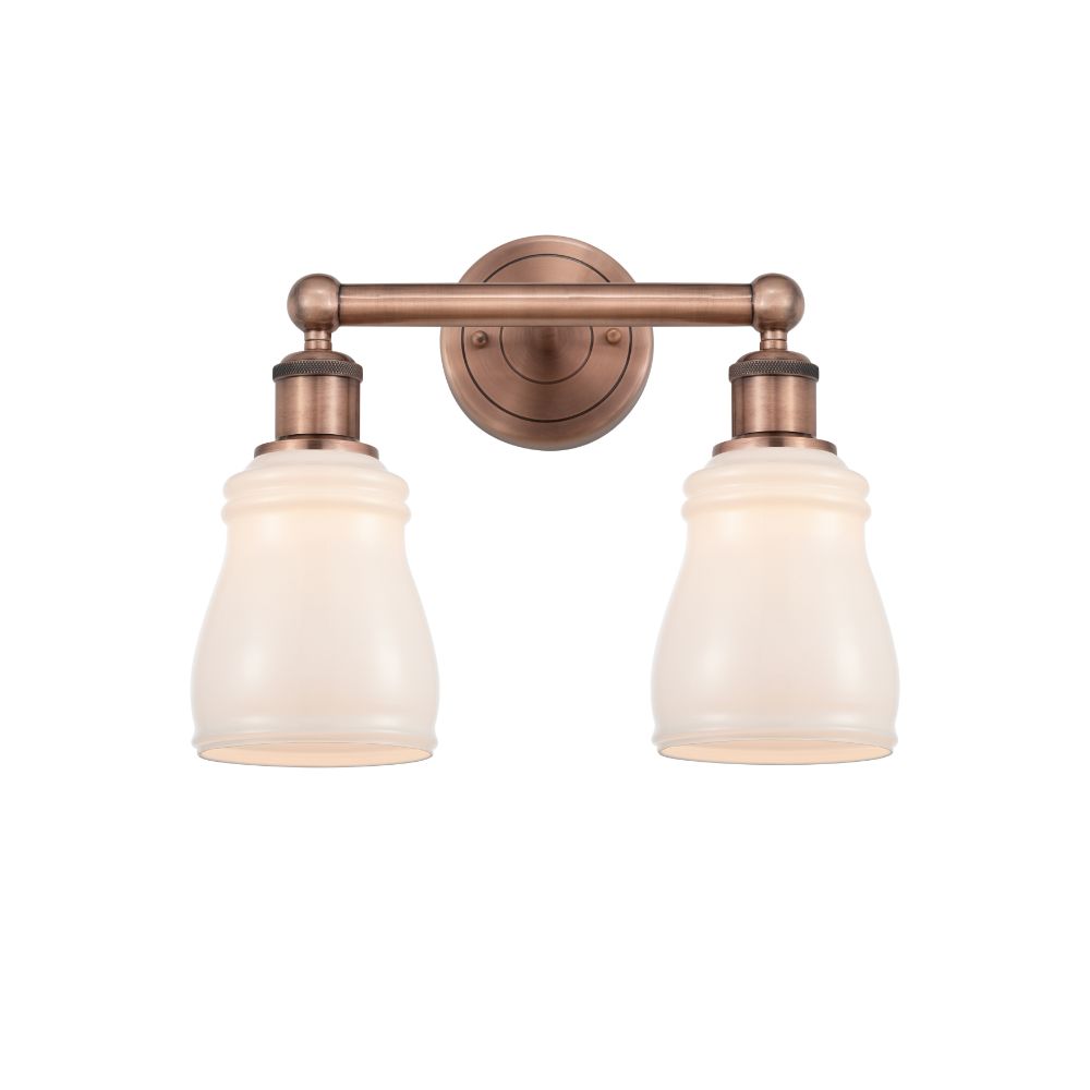 Innovations 616-2W-AC-G391 Ellery - 2 Light 14" Bath Vanity Light - Antique Copper Finish - White Shade