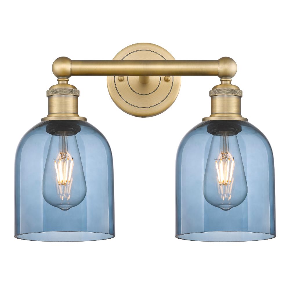 Innovations 616-2W-BB-G558-6BL Edison - Bella - 2 Light 15" Bath Vanity Light - Brushed Brass Finish - Princess Blue Shade