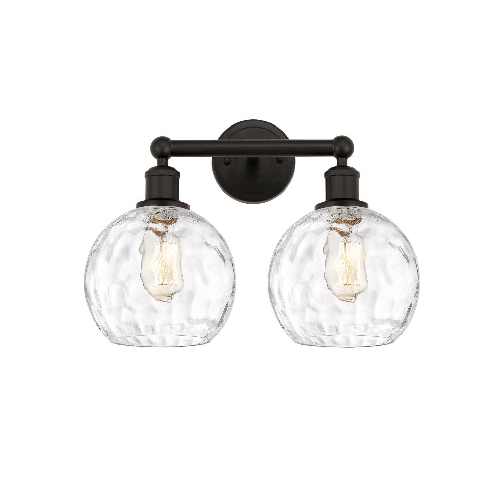 Innovations 616-2W-OB-G1215-8 Athens Water Glass - 2 Light 17" Bath Vanity Light - Oil Rubbed Bronze Finish - Clear Water Glass Shade