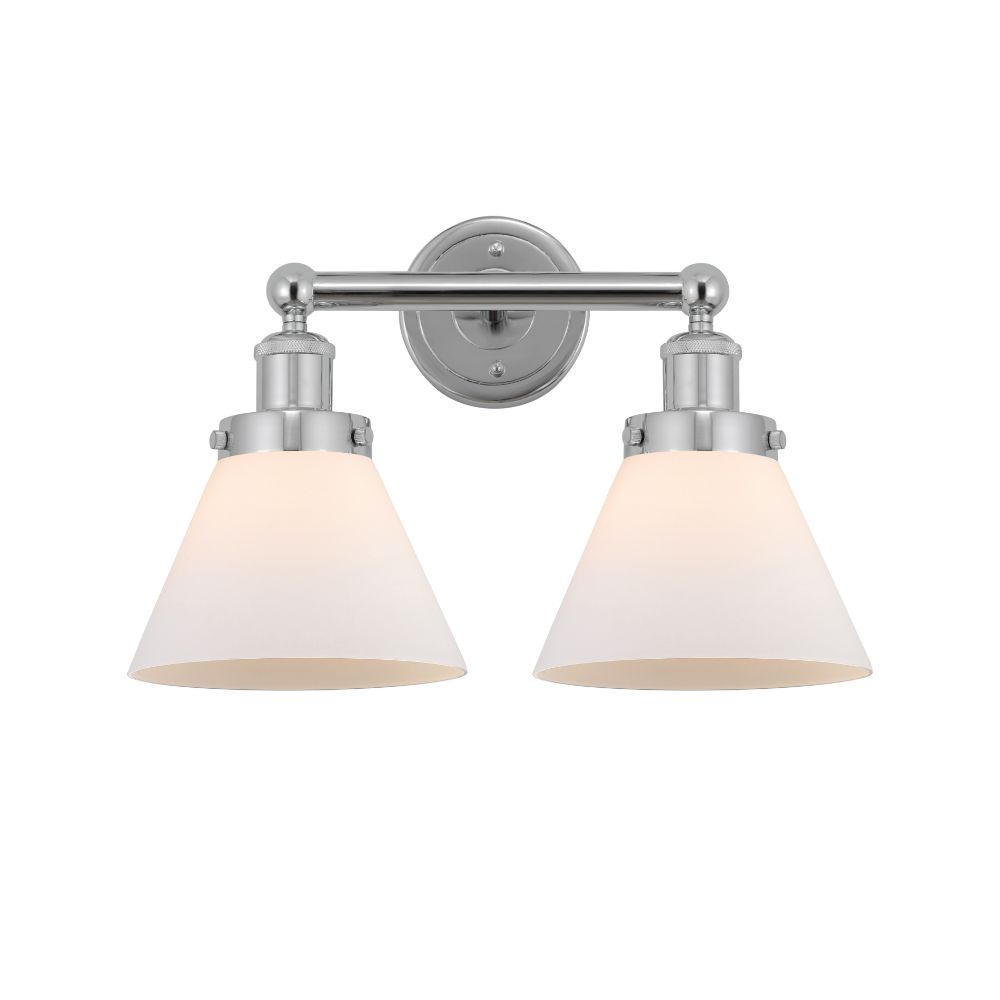 Innovations 616-2W-PC-G41 Cone Edison Large 2 Light 16" Bath Vanity Light Matte White Shade in Polished Chrome