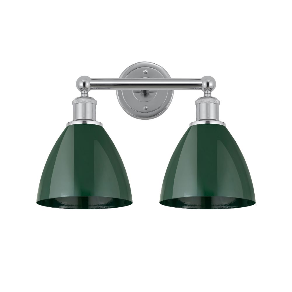 Innovations 616-2W-PC-MBD-75-GR Plymouth Dome - 2 Light 17" Bath Vanity Light - Polished Chrome Finish - Green Shade