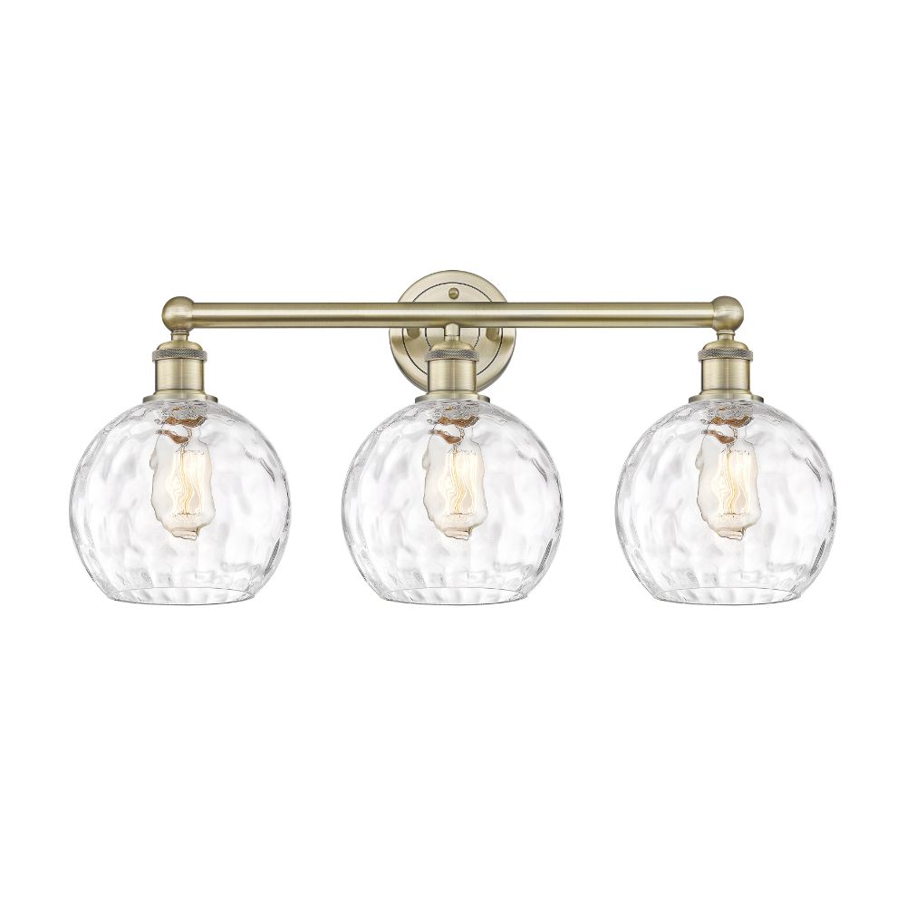 Innovations 616-3W-AB-G1215-8 Athens Water Glass - 3 Light 26" Bath Vanity Light - Antique Brass Finish - Clear Water Glass Shade