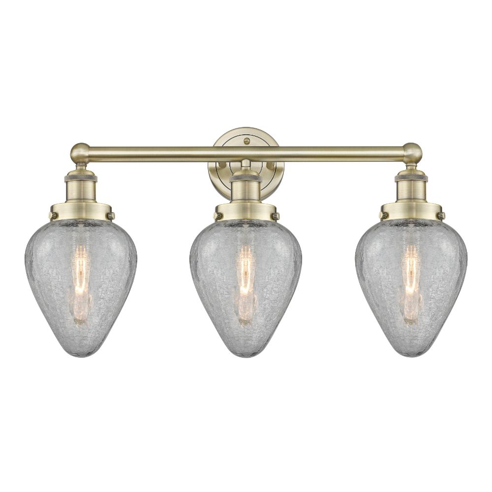 Innovations 616-3W-AB-G165 Geneseo - 3 Light 24" Bath Vanity Light - Antique Brass Finish - Clear Crackle Shade