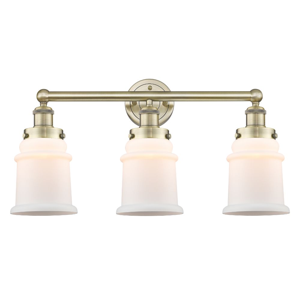 Innovations 616-3W-AB-G181 Canton - 3 Light 24" Bath Vanity Light - Antique Brass Finish - Matte White Shade