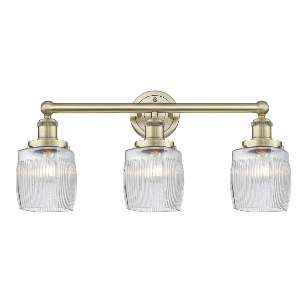 Innovations 616-3W-AB-G302 Colton - 3 Light 24" Bath Vanity Light - Antique Brass Finish - Clear Crackle Shade