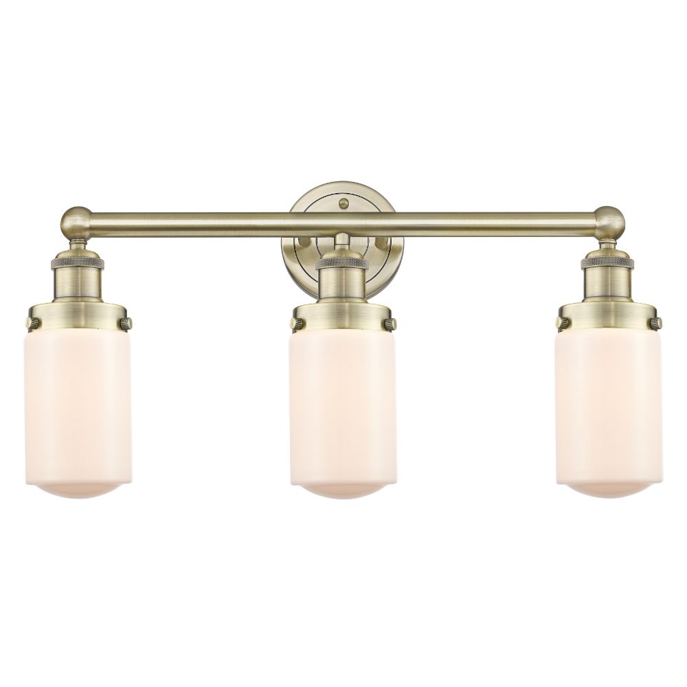 Innovations 616-3W-AB-G311 Edison Dover - 3 Light 25" Bath Vanity Light - Antique Brass Finish - Matte White Shade