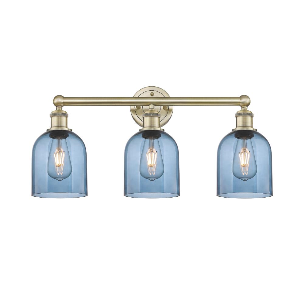 Innovations 616-3W-AB-G558-6BL Edison - Bella - 3 Light 24" Bath Vanity Light - Antique Brass Finish - Princess Blue Shade