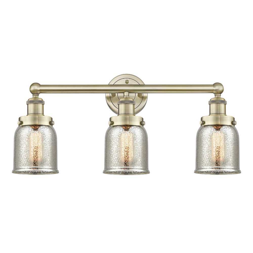 Innovations 616-3W-AB-G58 Edison Small Bell - 3 Light 25" Bath Vanity Light - Antique Brass Finish - Mercury Shade
