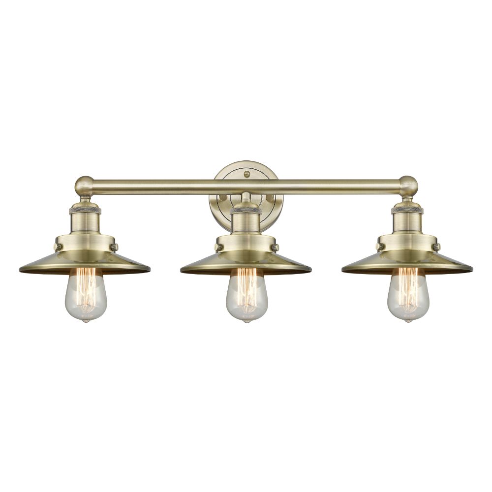 Innovations 616-3W-AB-M4-AB Edison - 3 Light 26" Bath Vanity Light - Antique Brass Finish - Antique Brass Shade