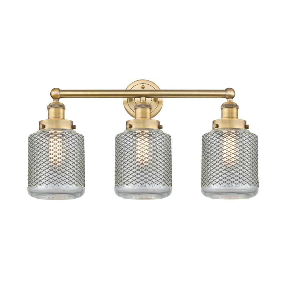 Innovations 616-3W-BB-G262 Stanton - 3 Light 24" Bath Vanity Light - Brushed Brass Finish - Clear Crackle Shade