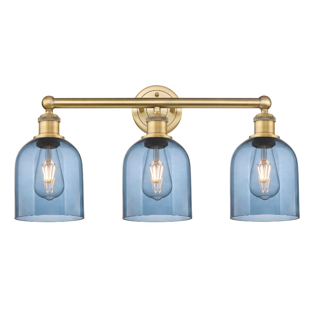 Innovations 616-3W-BB-G558-6BL Edison - Bella - 3 Light 24" Bath Vanity Light - Brushed Brass Finish - Princess Blue Shade