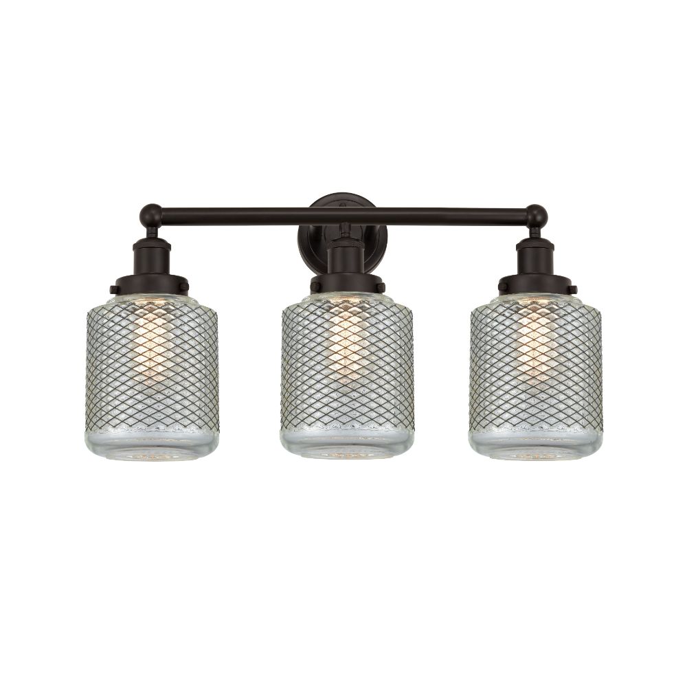 Innovations 616-3W-OB-G262 Stanton 3 Light 24" Bath Vanity Light Clear Crackle Shade in Oil Rubbed Bronze