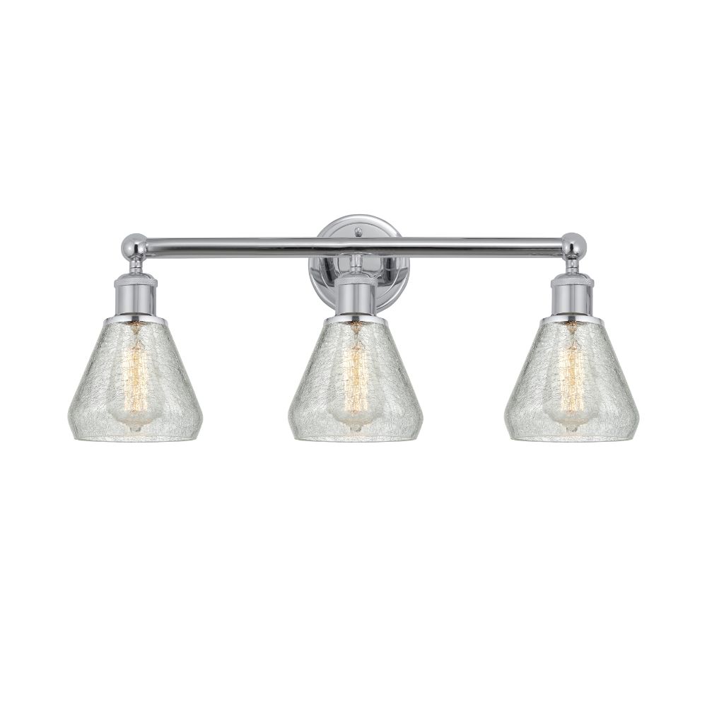 Innovations 616-3W-PC-G275 Conesus - 3 Light 24" Bath Vanity Light - Polished Chrome Finish - Clear Crackle Shade