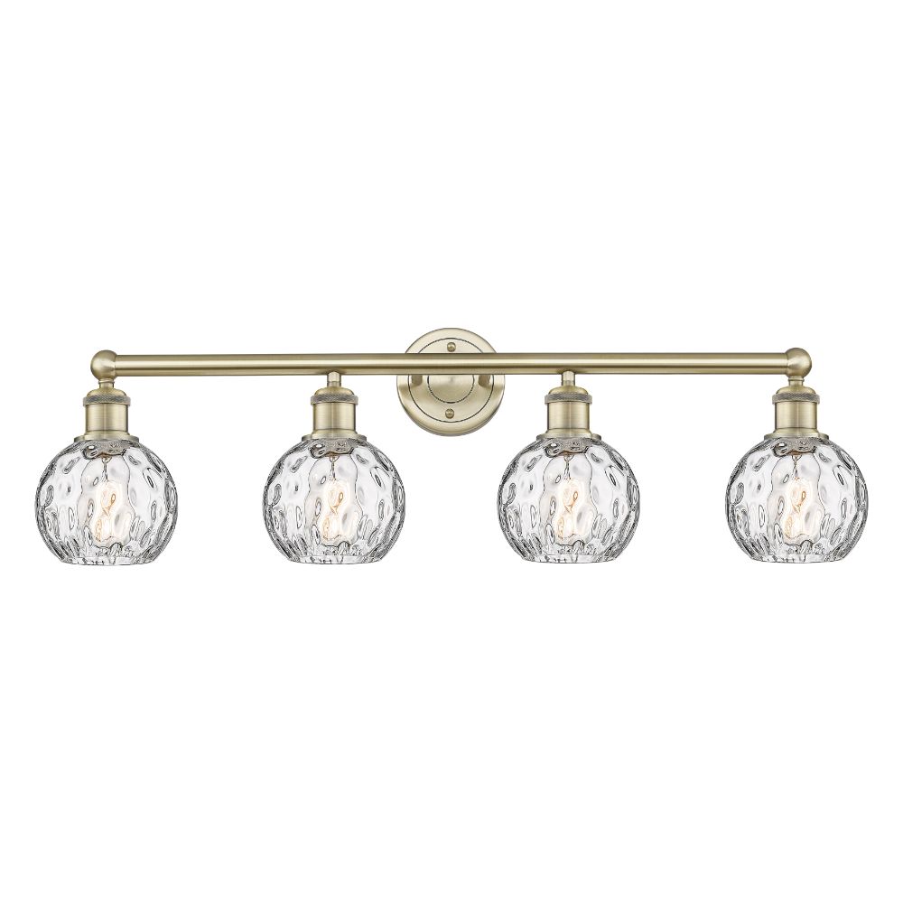 Innovations 616-4W-AB-G1215-6 Athens Water Glass - 4 Light 33" Bath Vanity Light - Antique Brass Finish - Clear Water Glass Shade