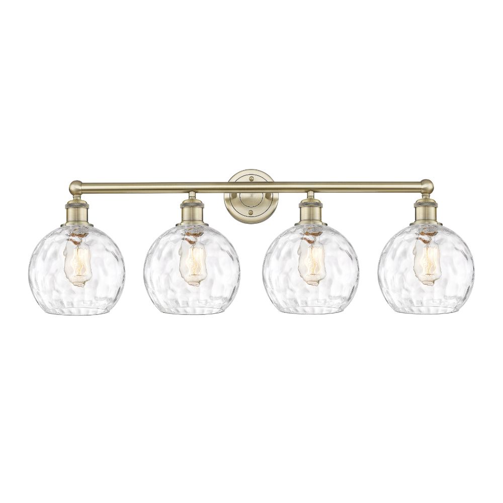 Innovations 616-4W-AB-G1215-8 Athens Water Glass - 4 Light 35" Bath Vanity Light - Antique Brass Finish - Clear Water Glass Shade