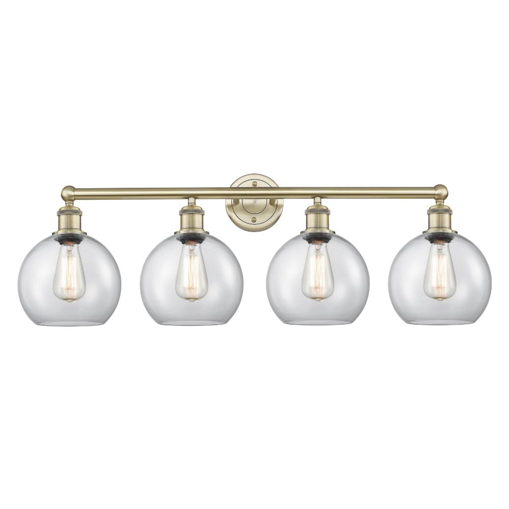 Innovations 616-4W-AB-G122-8 Athens - 4 Light 35" Bath Vanity Light - Antique Brass Finish - Clear Shade