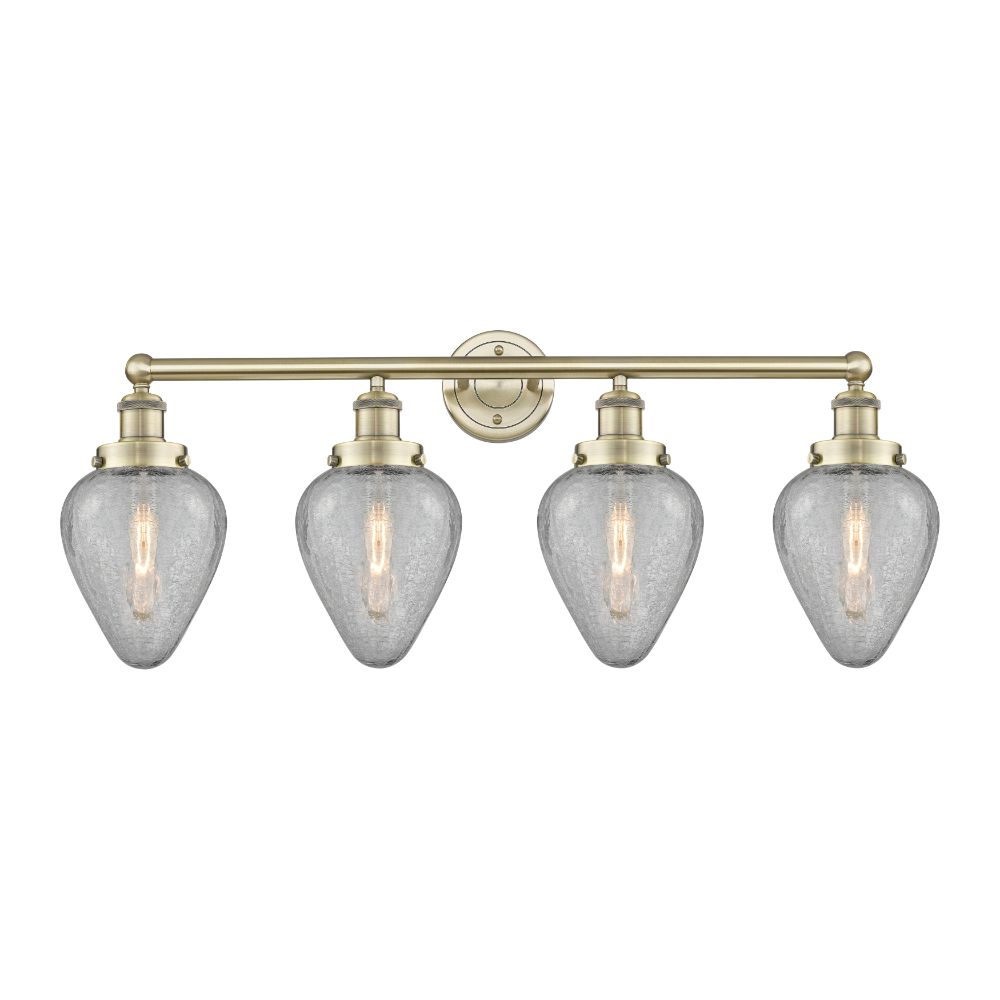 Innovations 616-4W-AB-G165 Geneseo - 4 Light 33" Bath Vanity Light - Antique Brass Finish - Clear Crackle Shade