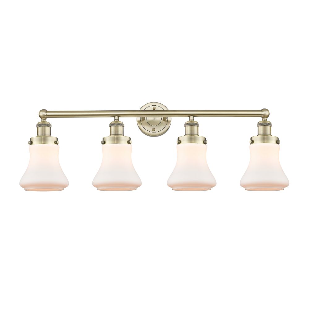Innovations 616-4W-AB-G191 Bellmont - 4 Light 34" Bath Vanity Light - Antique Brass Finish - Matte White Shade