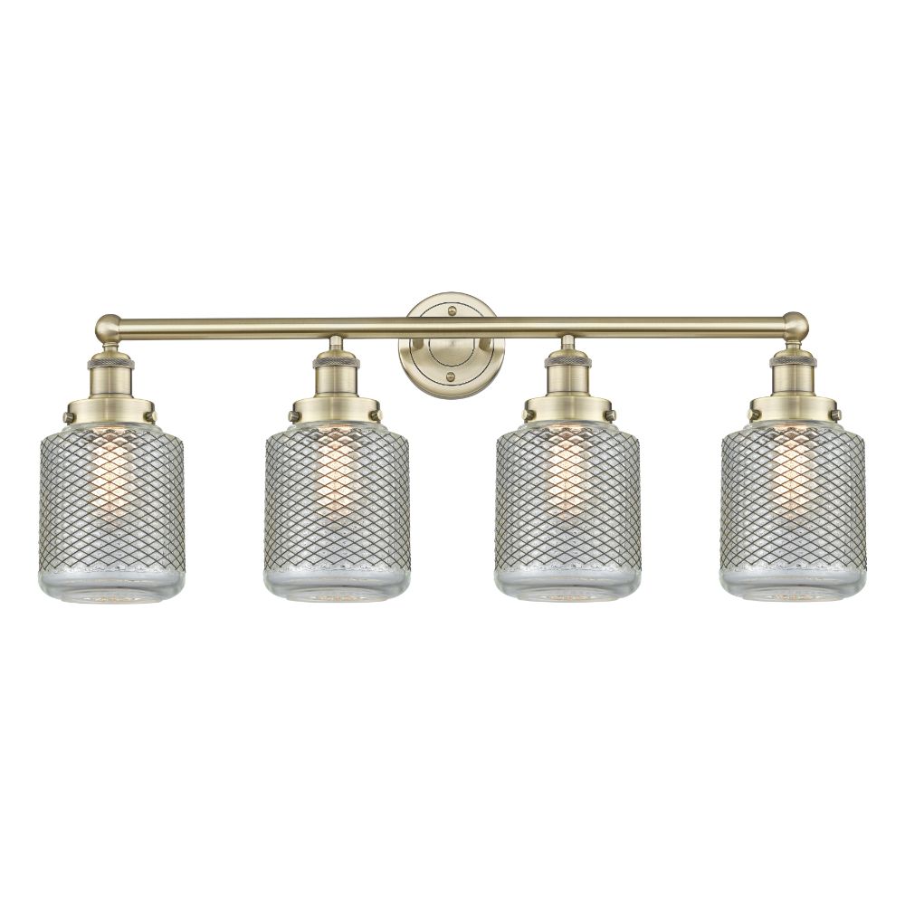 Innovations 616-4W-AB-G262 Stanton - 4 Light 33" Bath Vanity Light - Antique Brass Finish - Clear Crackle Shade