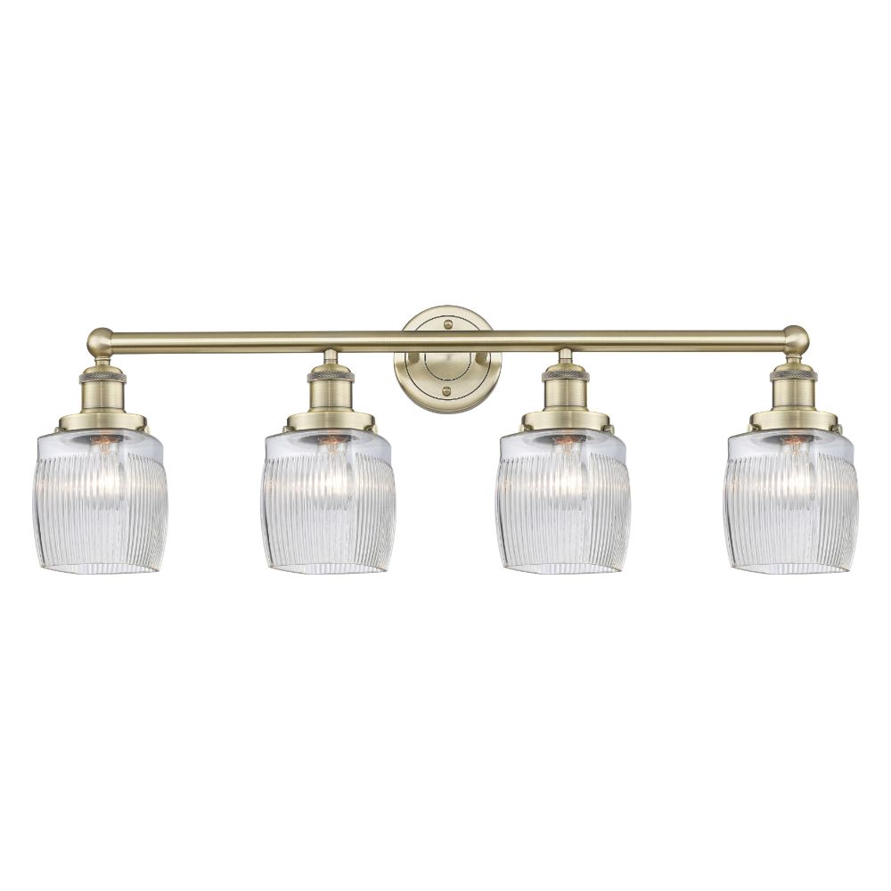 Innovations 616-4W-AB-G302 Colton - 4 Light 33" Bath Vanity Light - Antique Brass Finish - Clear Crackle Shade