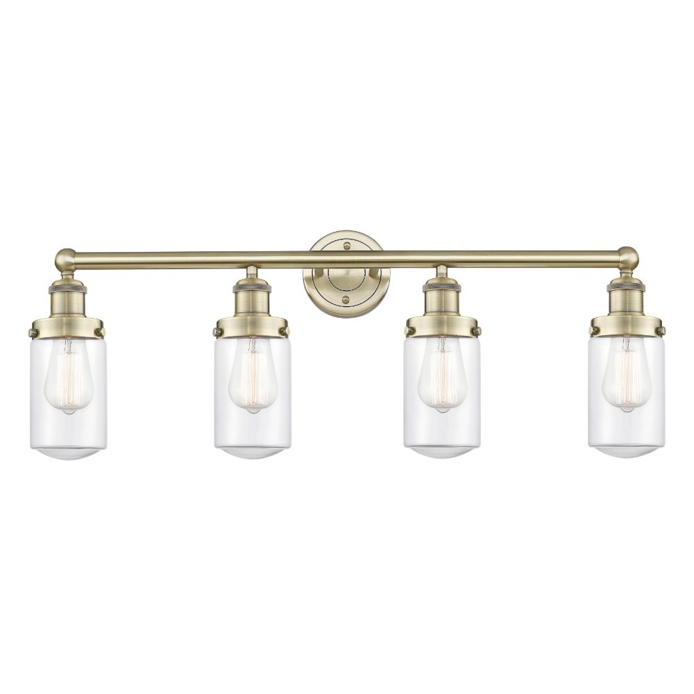 Innovations 616-4W-AB-G312 Dover - 4 Light 34" Bath Vanity Light - Antique Brass Finish - Clear Shade