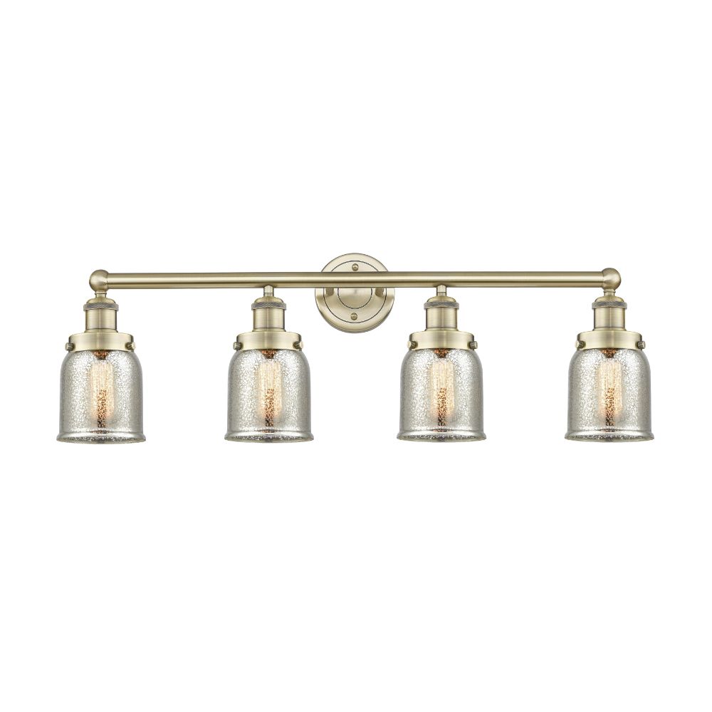 Innovations 616-4W-AB-G58 Small Bell - 4 Light 34" Bath Vanity Light - Antique Brass Finish - Mercury Shade