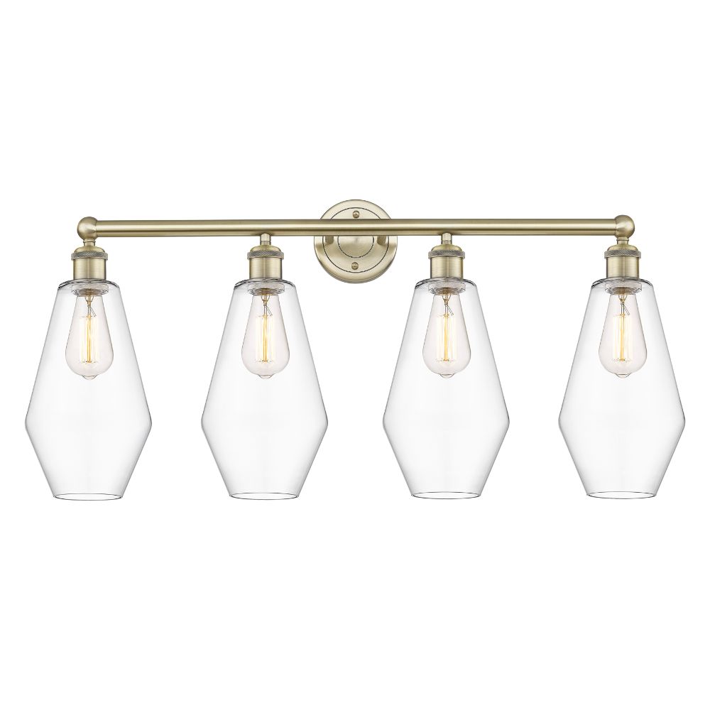 Innovations 616-4W-AB-G652-7 Cindyrella - 4 Light 34" Bath Vanity Light - Antique Brass Finish - Clear Shade