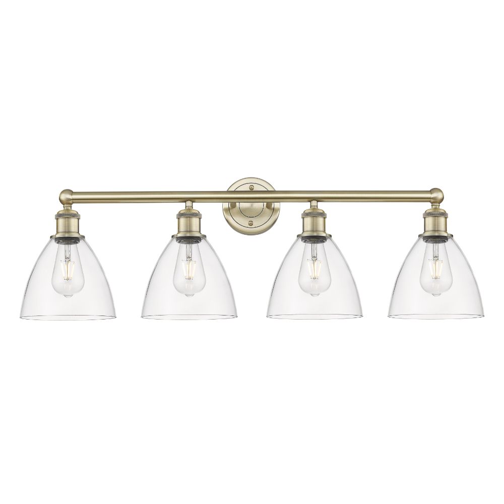 Innovations 616-4W-AB-GBD-752 Bristol Glass - 4 Light 35" Bath Vanity Light - Antique Brass Finish - Clear Shade