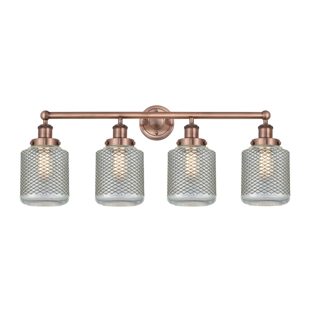 Innovations 616-4W-AC-G262 Stanton - 4 Light 33" Bath Vanity Light - Antique Copper Finish - Clear Crackle Shade