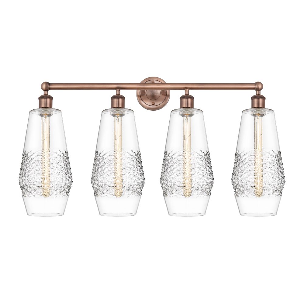Innovations 616-4W-AC-G682-7 Windham - 4 Light 34" Bath Vanity Light - Antique Copper Finish - Clear Shade