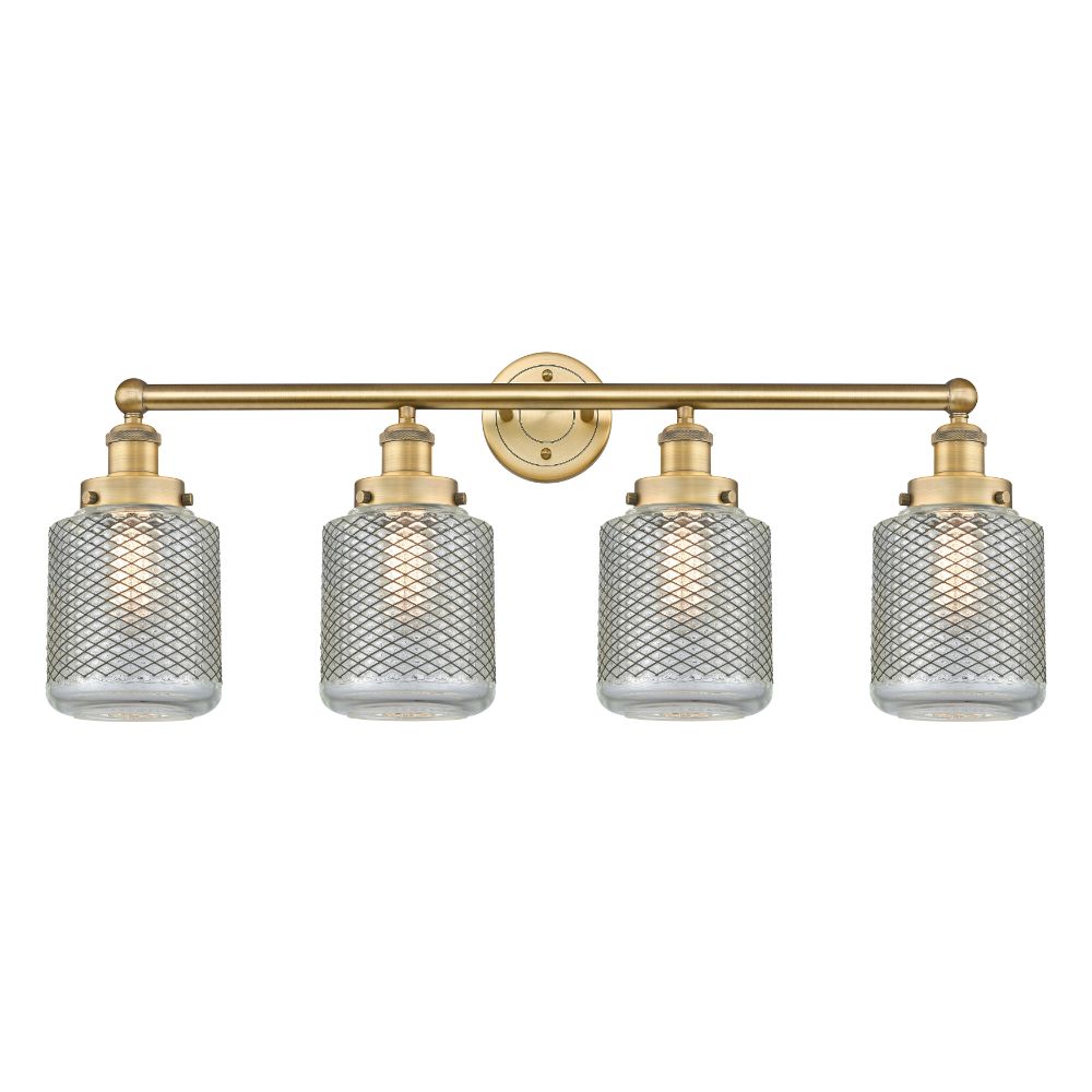 Innovations 616-4W-BB-G262 Stanton - 4 Light 33" Bath Vanity Light - Brushed Brass Finish - Clear Crackle Shade