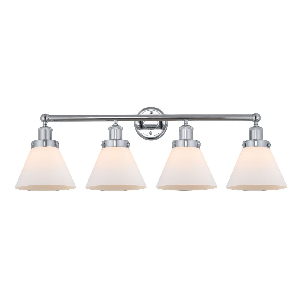 Innovations 616-4W-PC-G41 Cone Edison Large 4 Light 34" Bath Vanity Light Matte White Shade in Polished Chrome