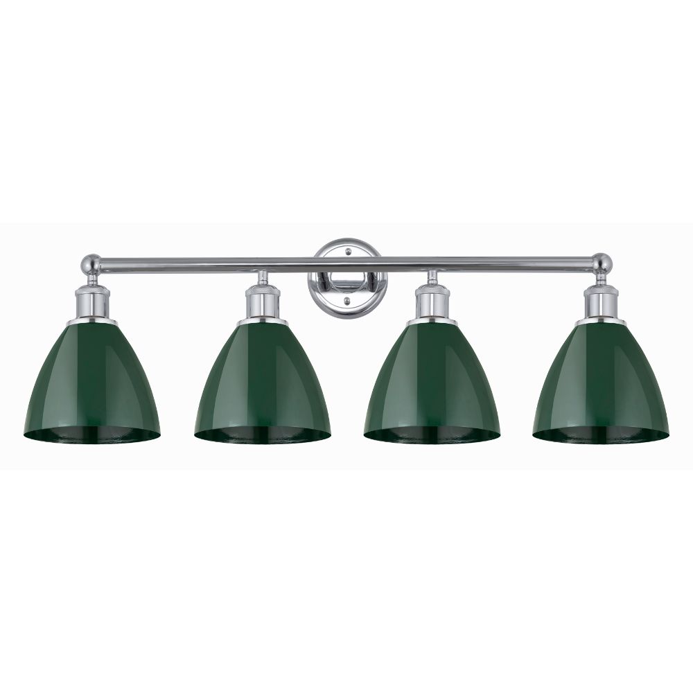 Innovations 616-4W-PC-MBD-75-GR Plymouth Dome - 4 Light 35" Bath Vanity Light - Polished Chrome Finish - Green Shade