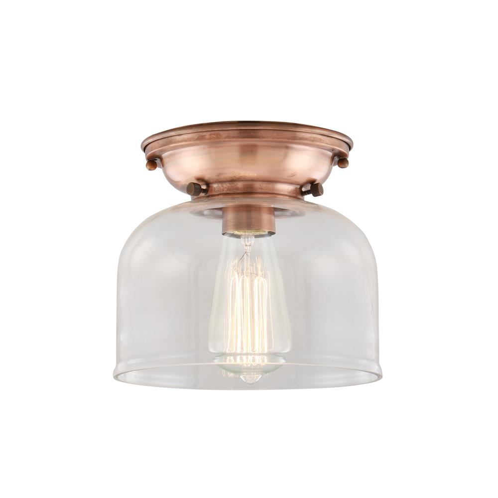 Innovations 623-1F-AC-G72 Aditi Large Bell 1 Light 8" Flush Mount in Antique Copper