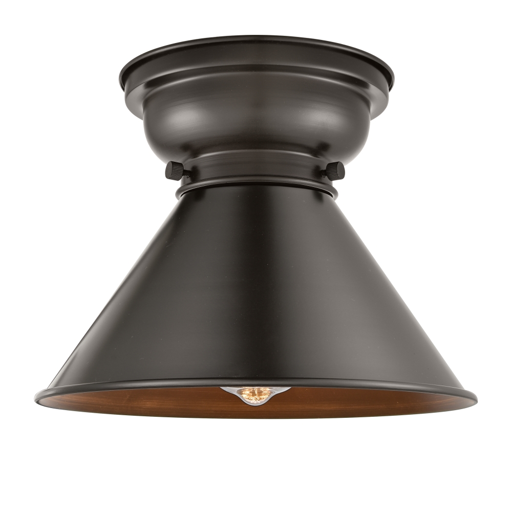 Innovations 623-1F-OB-M10-OB Briarcliff 1 Light Flush Mount in Oil Rubbed Bronze with Oil Rubbed Bronze Briarcliff Cone Metal Shade
